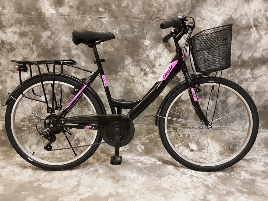 26 ZOLL Damencityrad 21-GANG Shimano & LICHT & KORB Schwarz-Pink NEU 2608-500-47cm