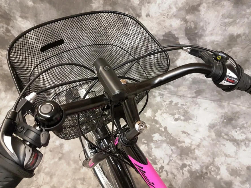 26 ZOLL Damencityrad 21-GANG Shimano & LICHT & KORB Schwarz-Pink NEU 2608-500-47cm