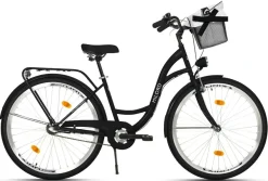 28 Zoll Damenfahrrad MILORD Citybike Mit Korb Stadtrad Vintage Schwarz Fahrrad 3 Gäng