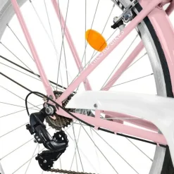 26 Zoll Damenfahrrad MILORD Citybike Mit Weidenkorb Vintage Rosa Fahrrad 7 Gänge