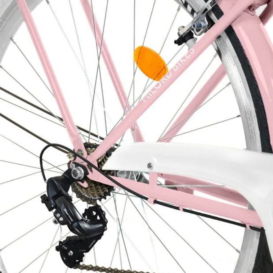 26 Zoll Damenfahrrad MILORD Citybike Mit Weidenkorb Vintage Rosa Fahrrad 7 Gänge