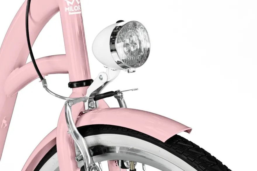 26 Zoll Damenfahrrad MILORD Citybike Mit Weidenkorb Vintage Rosa Fahrrad 7 Gänge