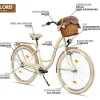 28 Zoll Damenfahrrad MILORD Citybike Mit Korb Stadtrad Vintage Pink Fahrrad 3 Gänge