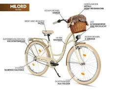 28 Zoll Damenfahrrad MILORD Citybike Mit Korb Stadtrad Vintage Pink Fahrrad 3 Gänge