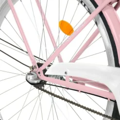 28 Zoll Damenfahrrad MILORD Citybike Mit Korb Stadtrad Vintage Pink Fahrrad 3 Gänge
