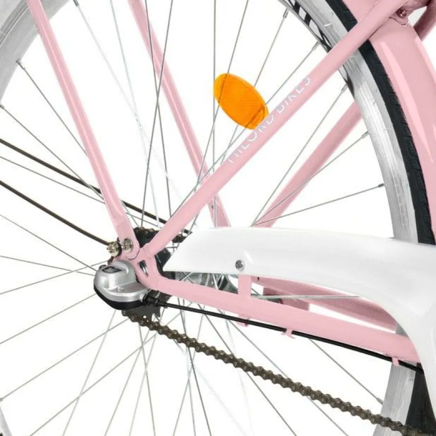 28 Zoll Damenfahrrad MILORD Citybike Mit Korb Stadtrad Vintage Pink Fahrrad 3 Gänge