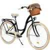 26 Zoll Damenfahrrad MILORD Citybike Mit Weidenkorb Schwarz-Creme Fahrrad 3 Gang