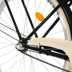 26 Zoll Damenfahrrad MILORD Citybike Mit Weidenkorb Schwarz-Creme Fahrrad 3 Gang