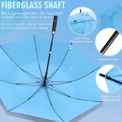 ZOMAKE Großer Golf Regenschirm Sturmfest XL/XXL, 172CM, Hellblau, für 2-4