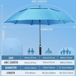 ZOMAKE Großer Golf Regenschirm Sturmfest XL/XXL, 172CM, Hellblau, für 2-4