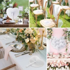 ZOOI 36er Pack Handfächer Weiß für Hochzeit, Party, Deko - Kompakt & Leicht