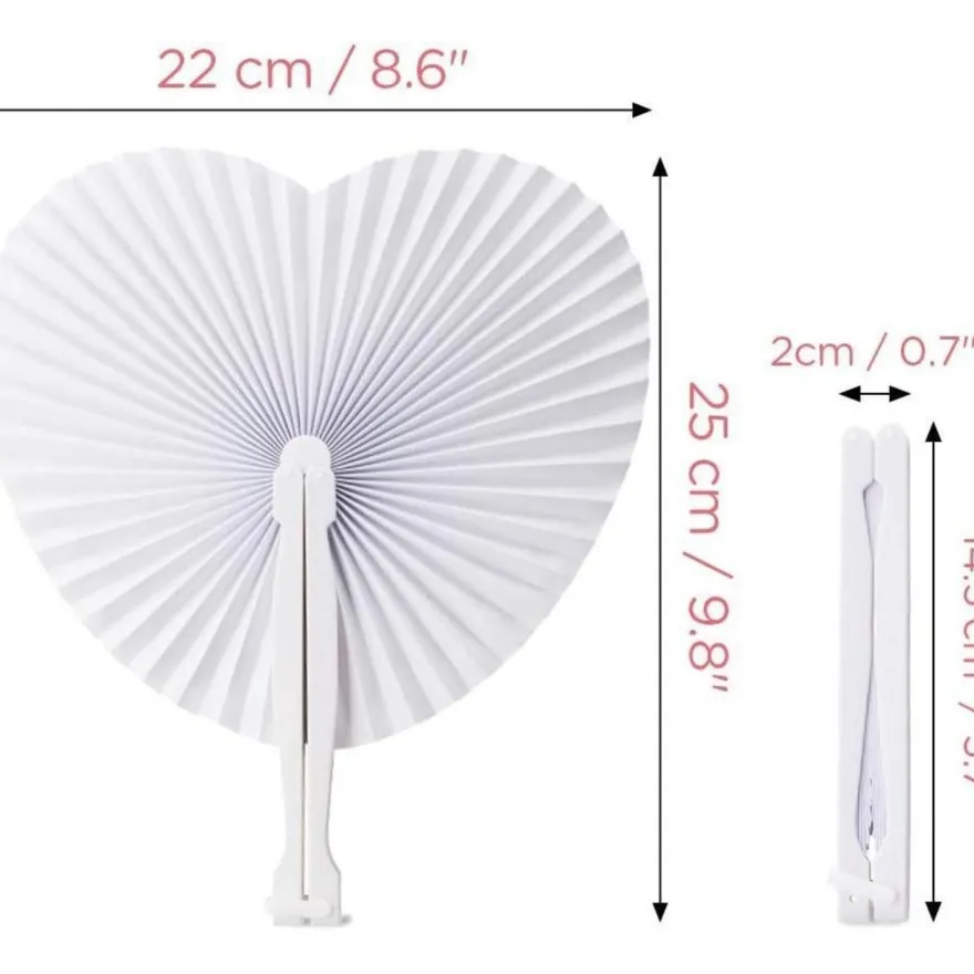 ZOOI 36er Pack Handfächer Weiß für Hochzeit, Party, Deko - Kompakt & Leicht