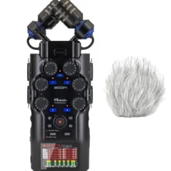 Zoom Audio-Recorder H6 Studio mit Fell-Windschutz