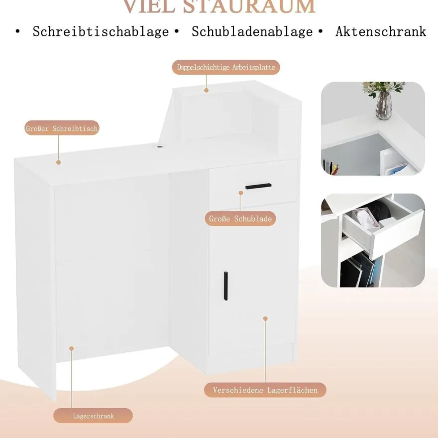 Zrbddef Empfangstheke mit Schublade und Ablagefächern - Moderner Kassentisch