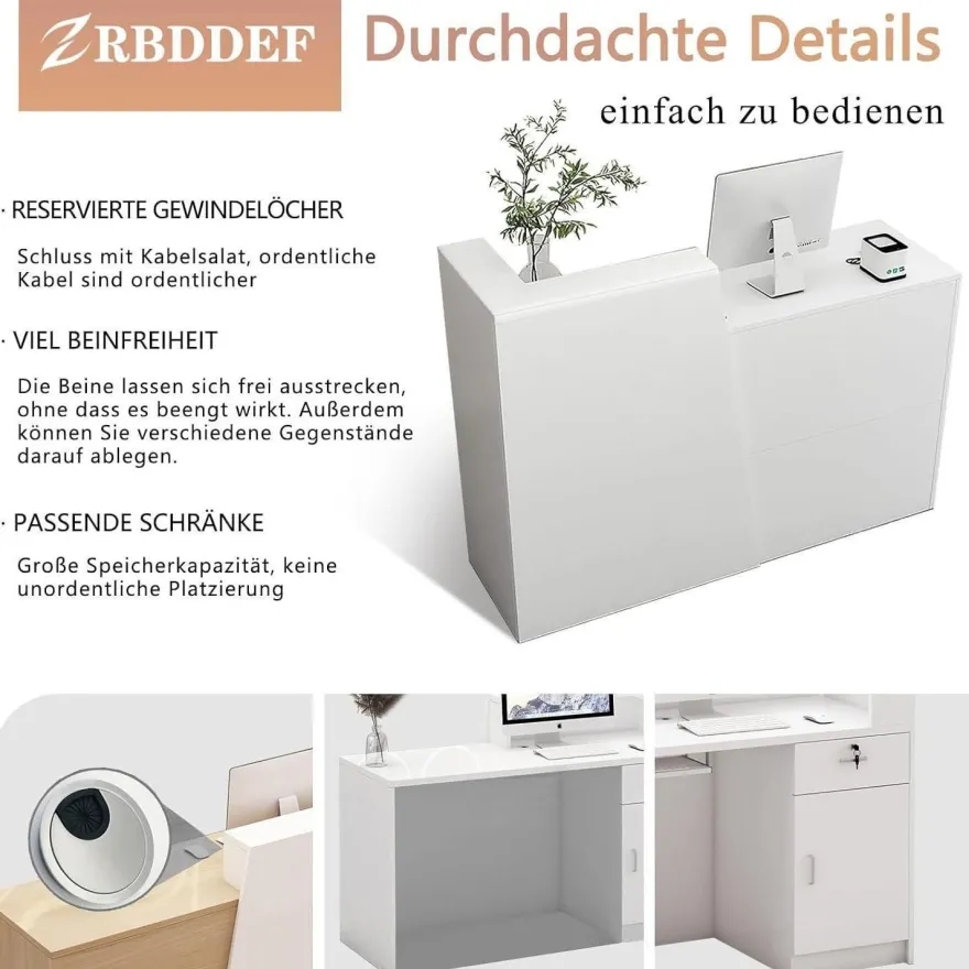 Zrbddef Empfangstheke mit Schublade & Ablagefächern - Moderner Kassentisch
