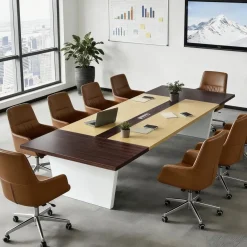 Zrbddef Konferenztisch Büro 240x100x74cm, Moderner Besprechungstisch mit 2,5 cm