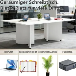 Zrbddef Modularer Konferenztisch erweiterbar, 540 cm, Light Brown, für 4-12