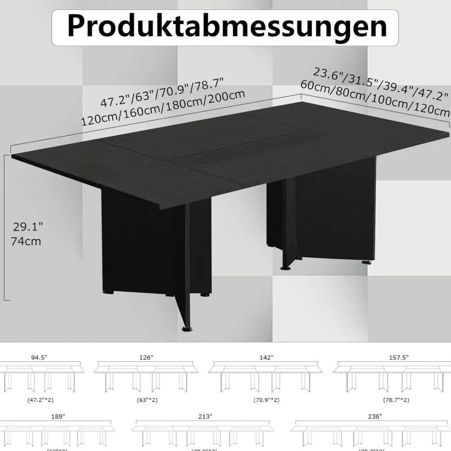 Zrbddef Modularer Konferenztisch erweiterbar, 540 cm, Light Brown, für 4-12