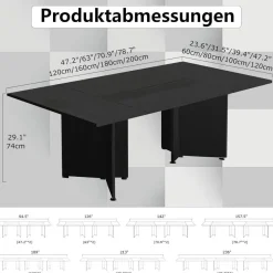 Zrbddef Modularer Konferenztisch erweiterbar, großer Besprechungstisch für 4-12