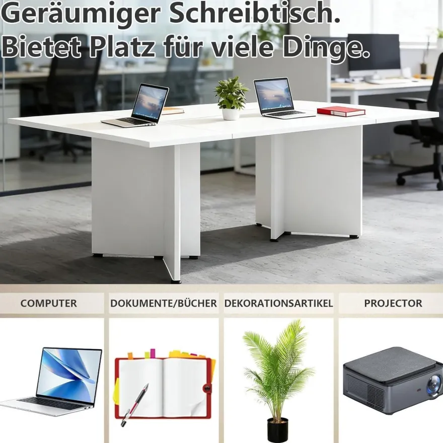 Zrbddef Modularer Konferenztisch erweiterbar, großer Besprechungstisch für 4-12