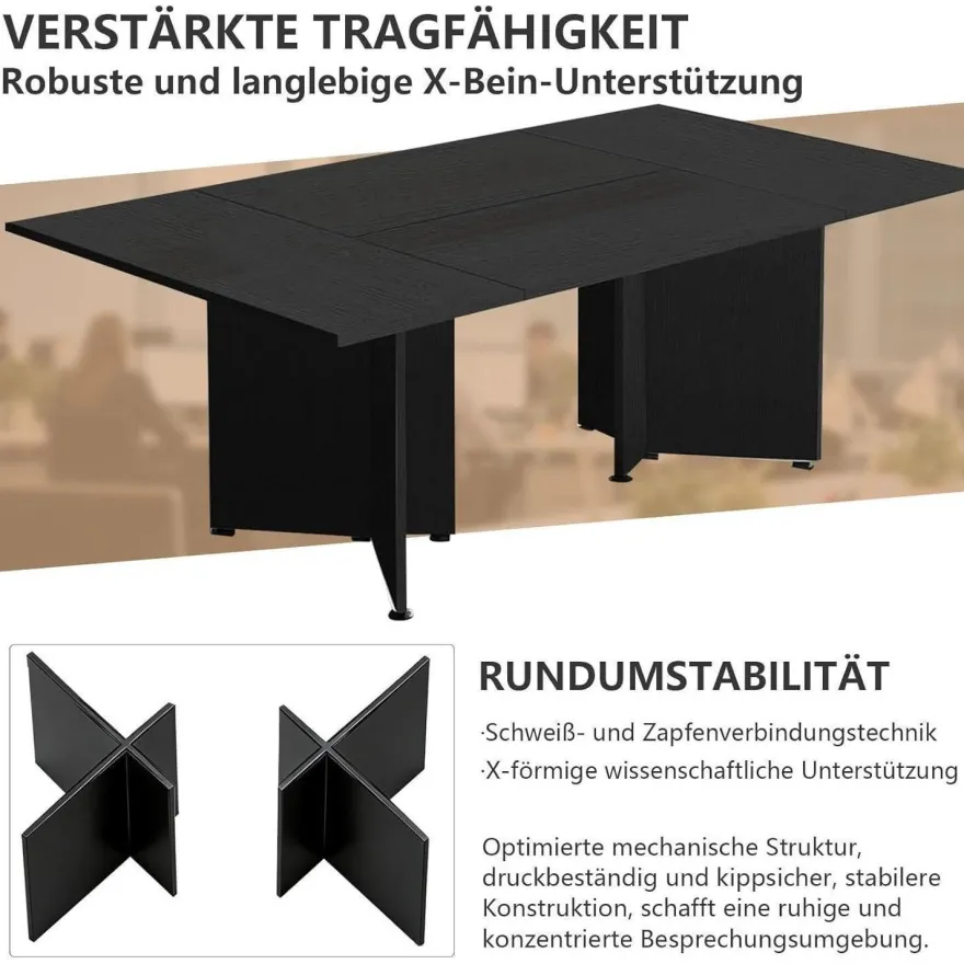 Zrbddef Modularer Konferenztisch erweiterbar, großer Besprechungstisch für 4-12