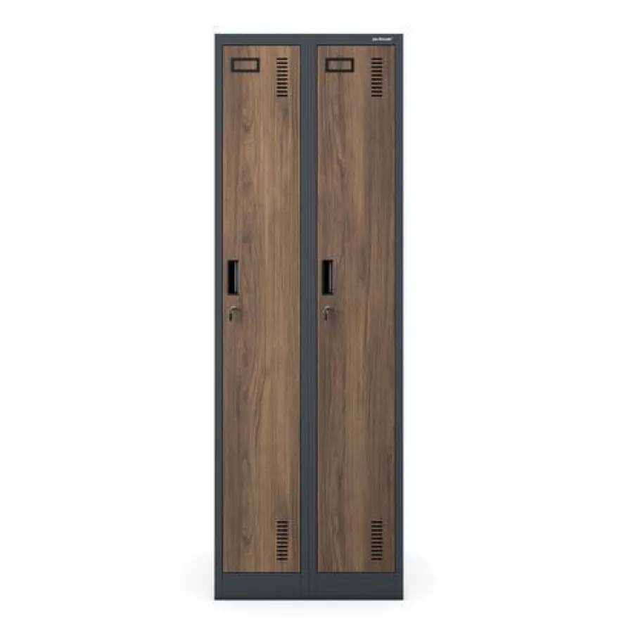 Zweifach-PERSONALSCHRANK in Anthrazit / Nussbaum: Eco Design 600 x 1800 x 500 mm