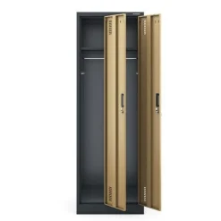 Zweifach-PERSONALSCHRANK in Anthrazit / Nussbaum: Eco Design 600 x 1800 x 500 mm