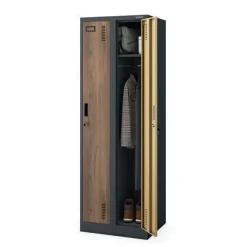 Zweifach-PERSONALSCHRANK in Anthrazit / Nussbaum: Eco Design 600 x 1800 x 500 mm