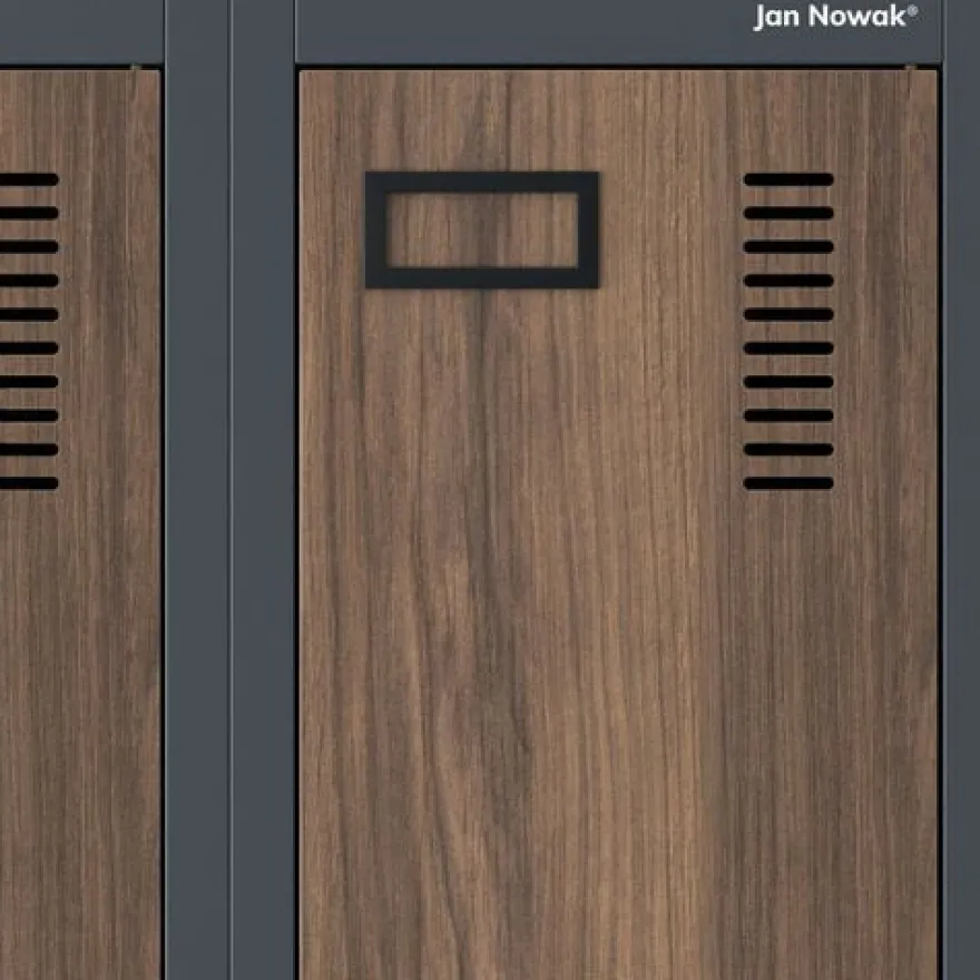 Zweifach-PERSONALSCHRANK in Anthrazit / Nussbaum: Eco Design 600 x 1800 x 500 mm