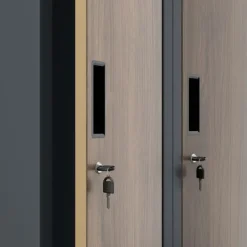 Zweifach-PERSONALSCHRANK in Anthrazit / Nussbaum: Eco Design 600 x 1800 x 500 mm