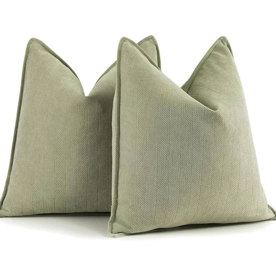 ZWJD Salbei Grün Kissenbezug 55x55 2er Set Chenille Kissenbezüge Sofakissen mit