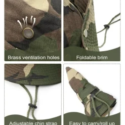 Zylioo XXL-3XL Safari Sonnenhut für großen Kopf, Camo Boonie Hat mit breiter