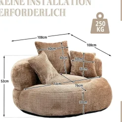 Zyloyal10 Lazy Sofa Komfort Lounger mit hohem Rücken, Sitzsack Stuhl Couch mit