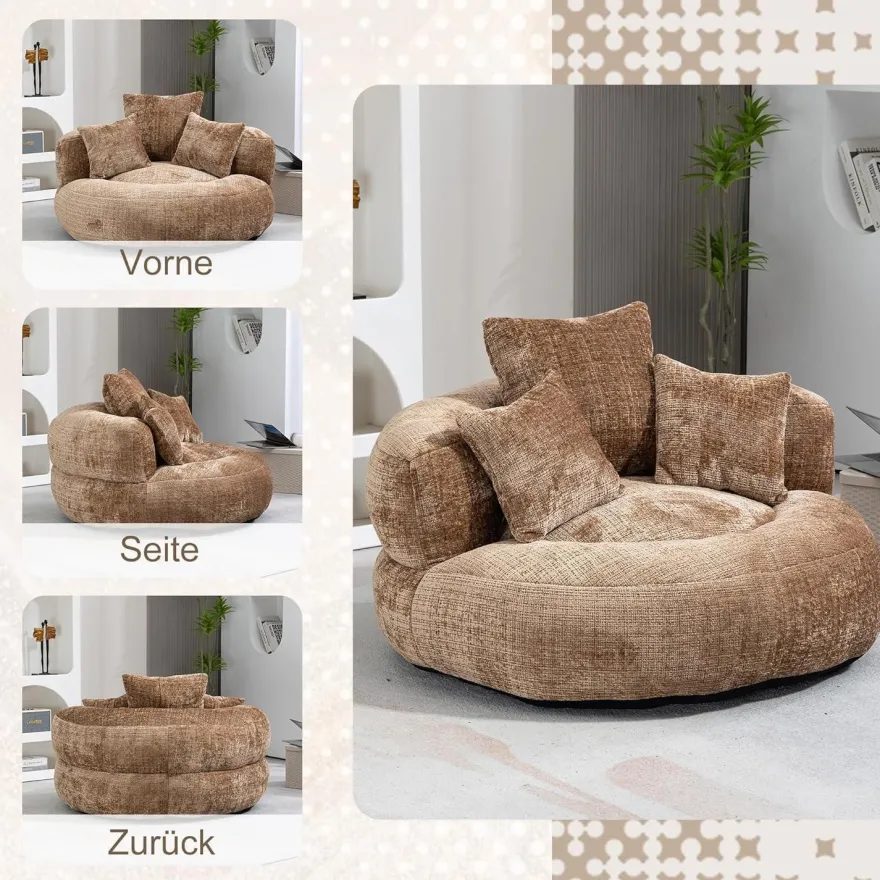 Zyloyal10 Lazy Sofa Komfort Lounger mit hohem Rücken, Sitzsack Stuhl Couch mit