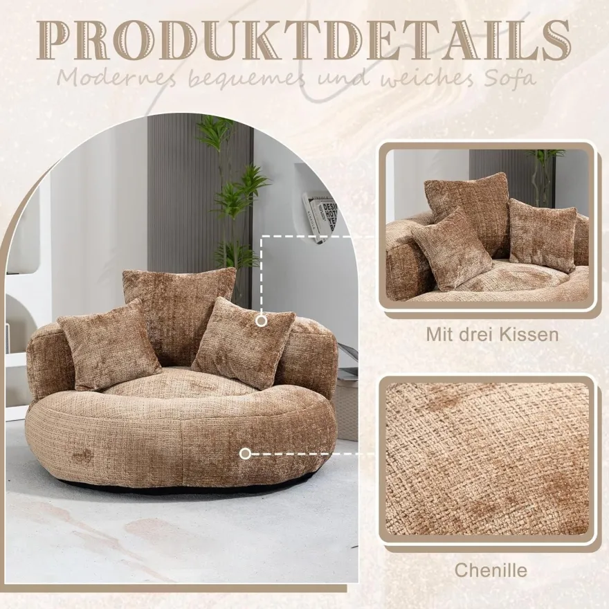 Zyloyal10 Lazy Sofa Komfort Lounger mit hohem Rücken, Sitzsack Stuhl Couch mit