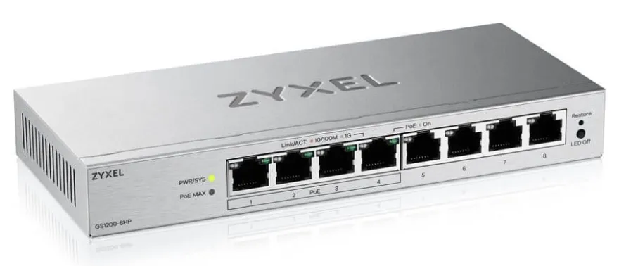 ZyXEL GS1200-8HPV3 8-Port Gigabit PoE+ Web / Smart Managed Sw