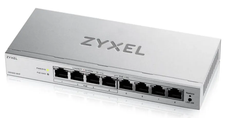 ZyXEL GS1200-8HPV3 8-Port Gigabit PoE+ Web / Smart Managed Sw