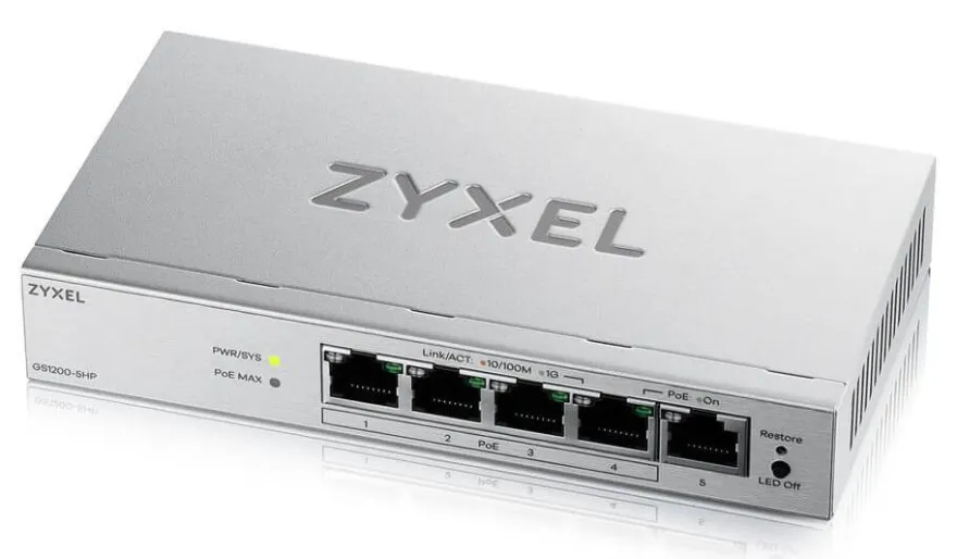 ZyXEL GS1200-5HPV3 5-Port Gigabit PoE+ Web / Smart Manag. Sw